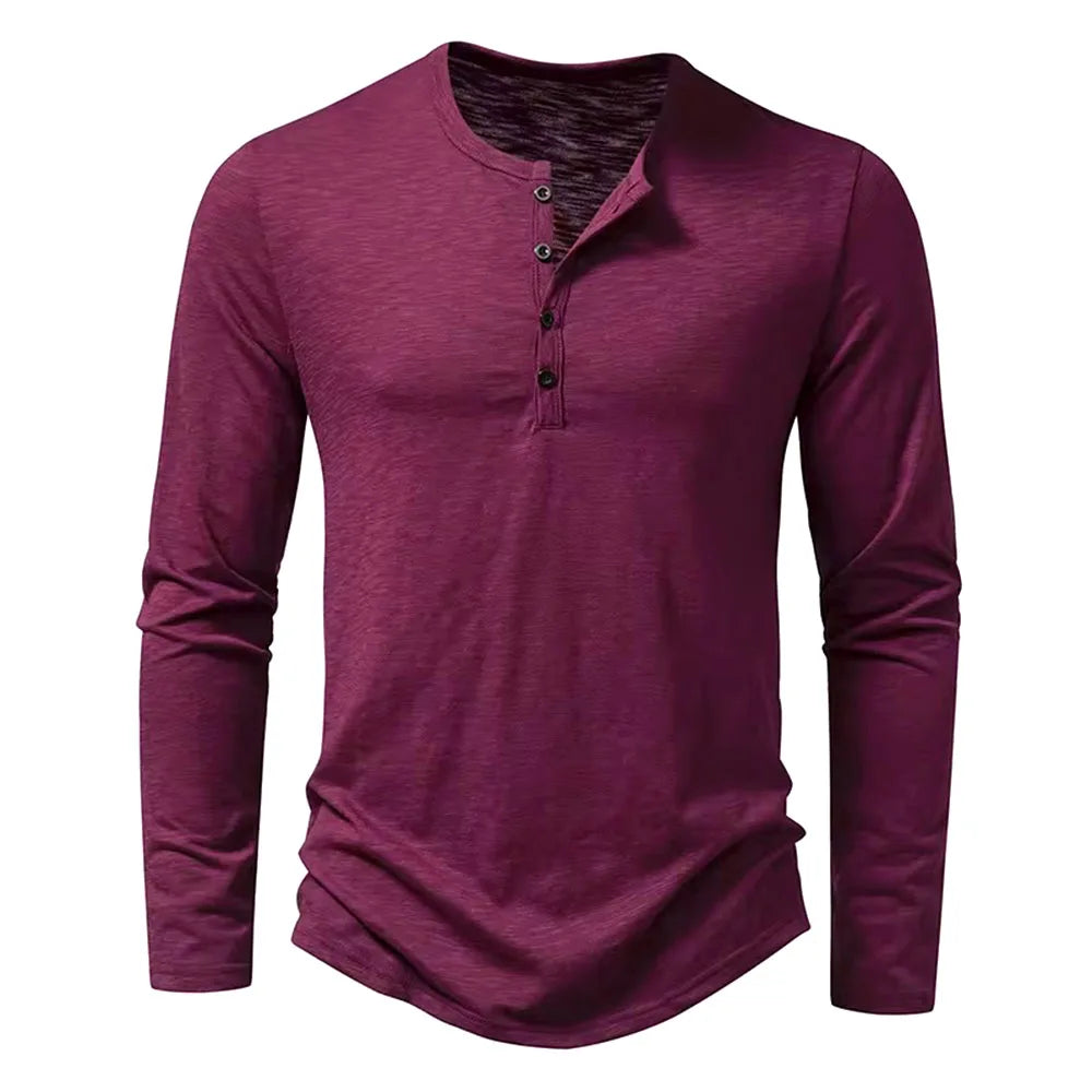 Henley Neck T-Shirt Casual