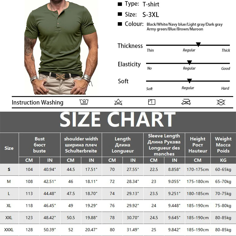 Men's Short Sleeve Henley T-shirt