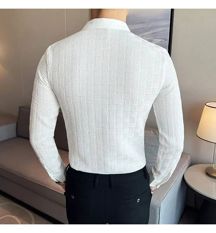 Fashion Lapel Button Solid Color Business Shirt