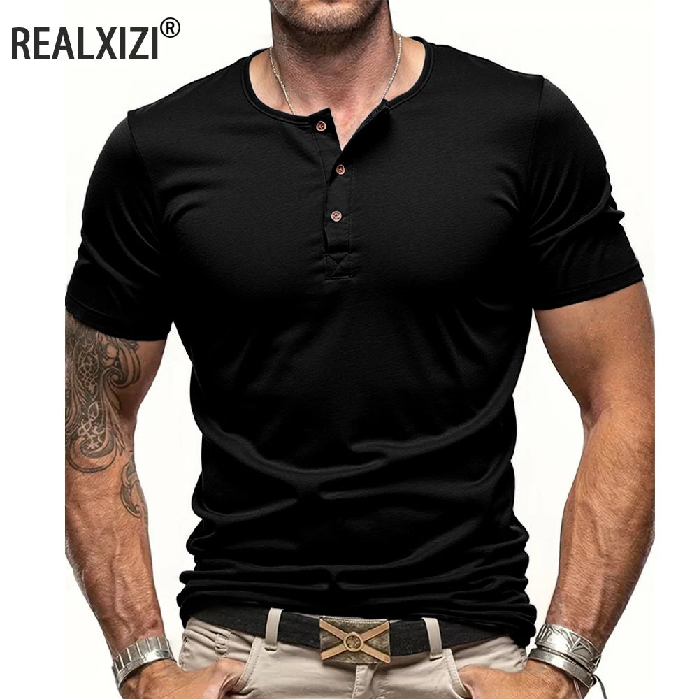 Men's Short Sleeve Henley T-shirt