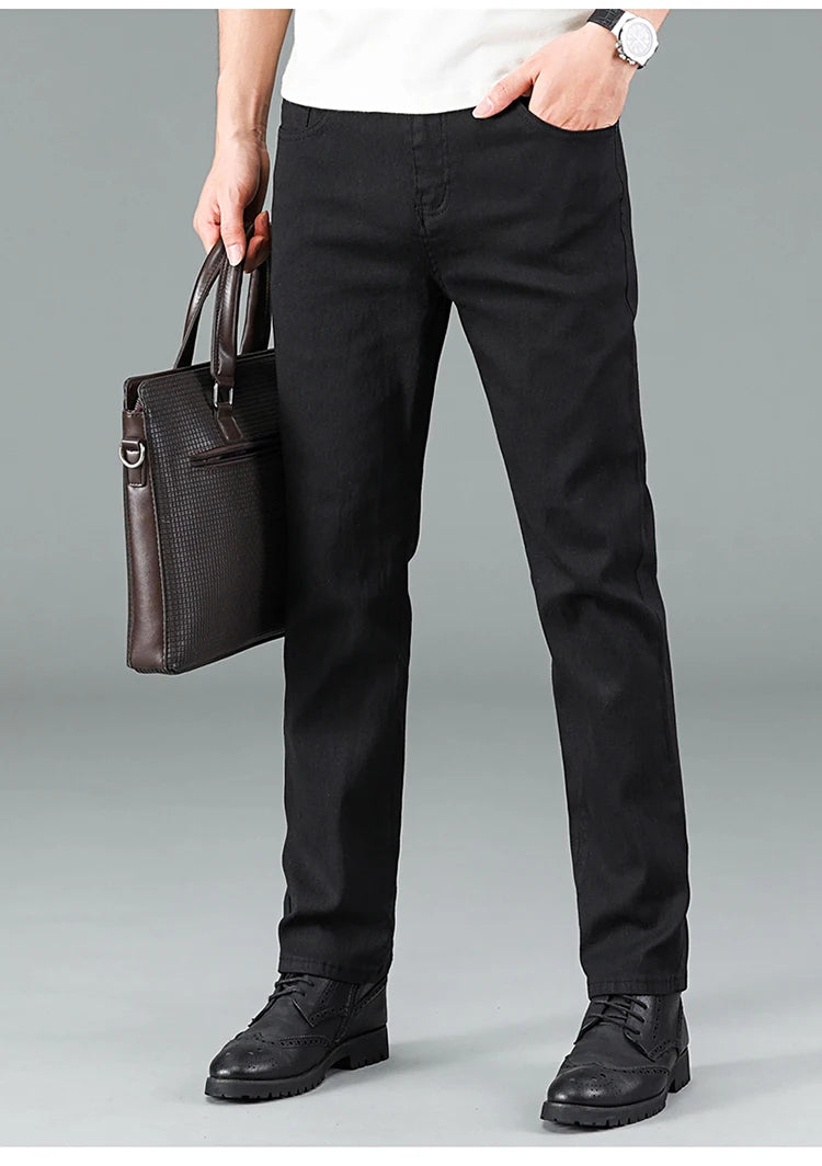 Men's pure black jeans