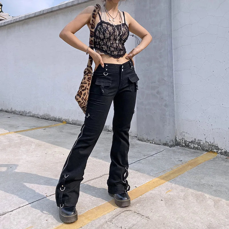 Dark Punk Low Waist Emo Jeans