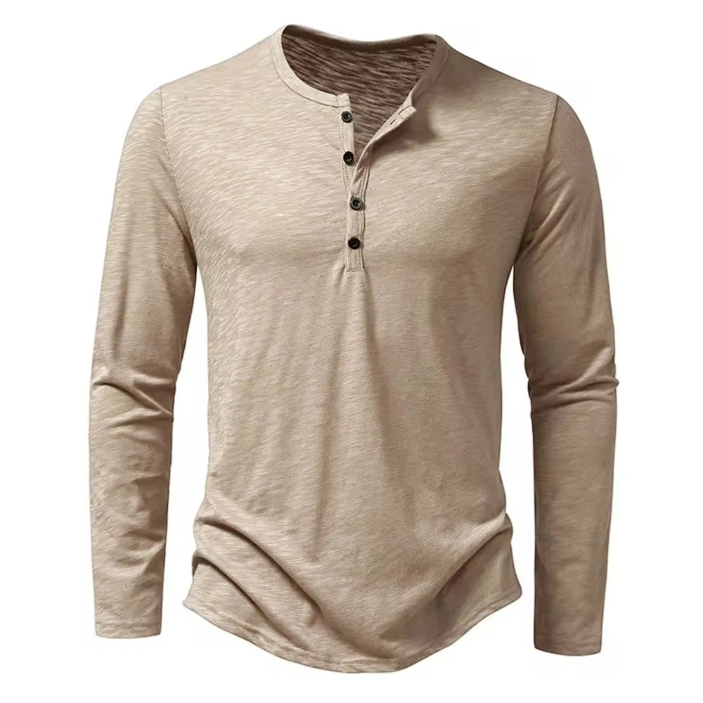 Henley Neck T-Shirt Casual