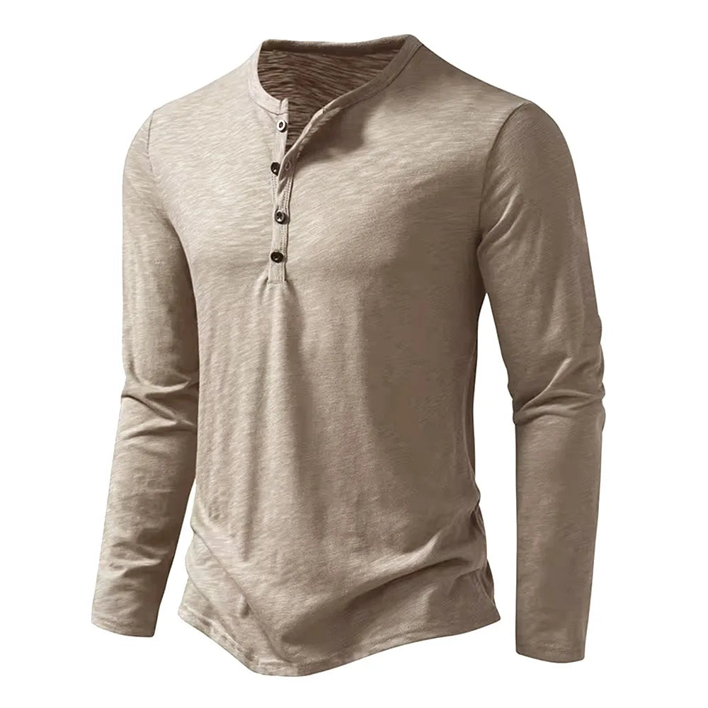 Henley Neck T-Shirt Casual