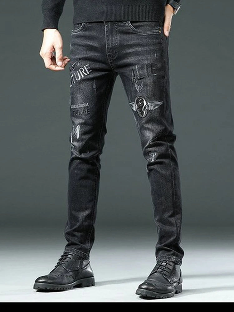 Stylish Black Stretch Denim Jeans for Men=