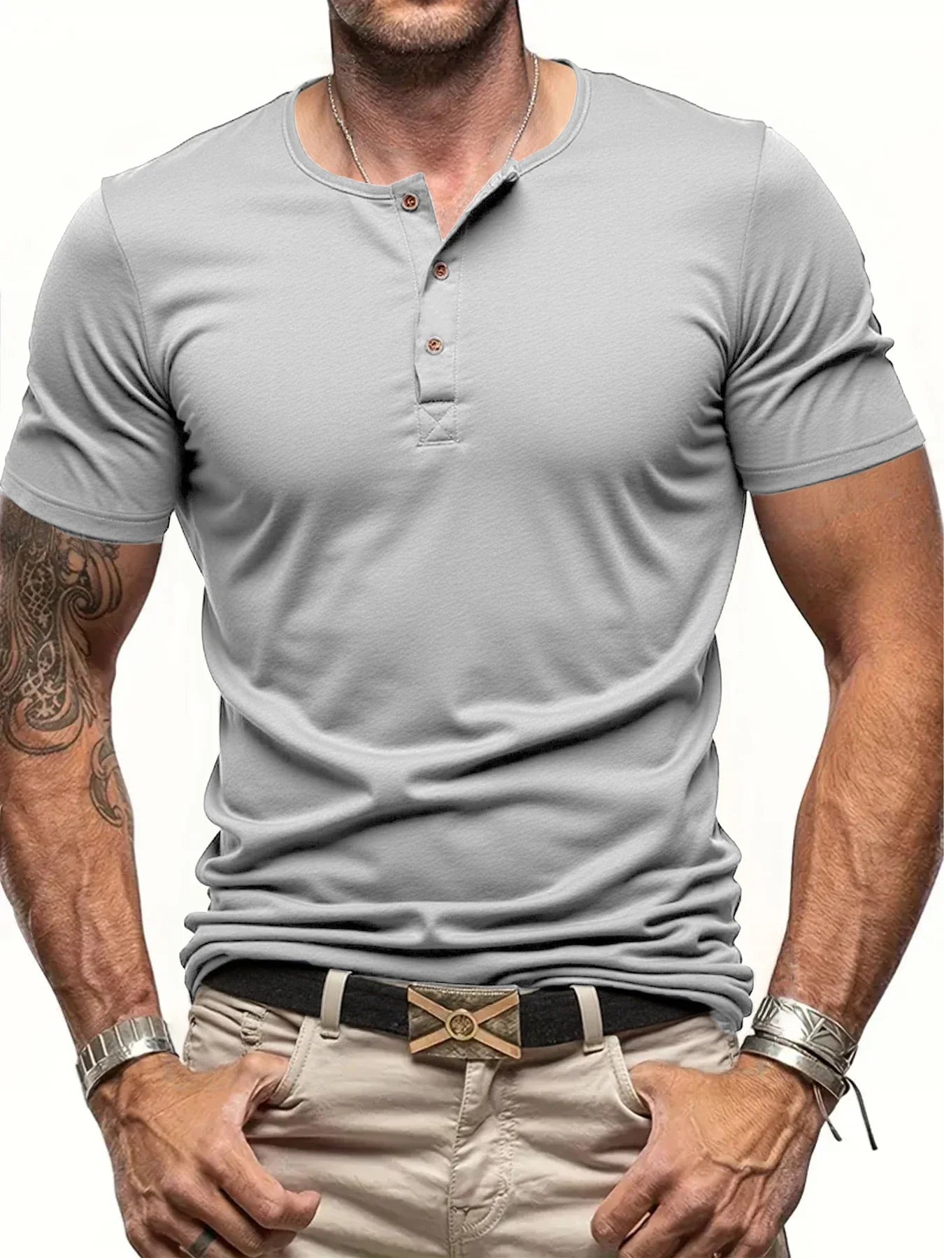 Men's Short Sleeve Henley T-shirt