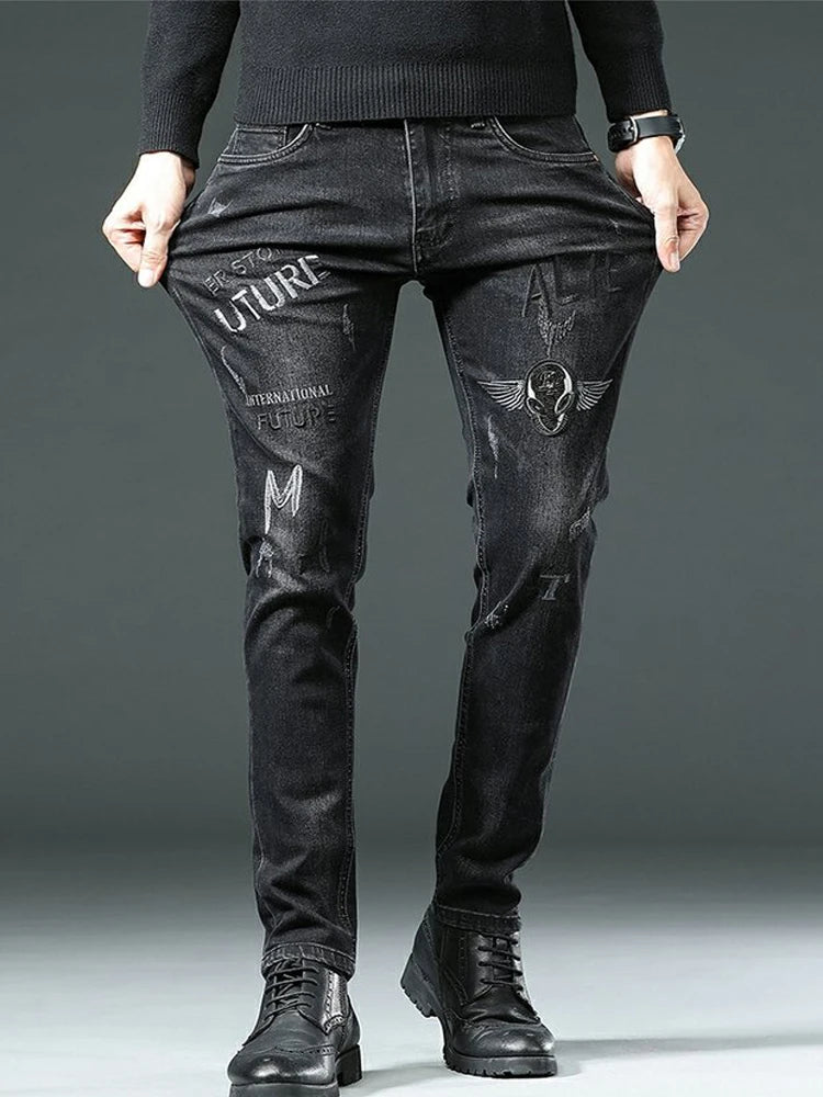 Stylish Black Stretch Denim Jeans for Men=
