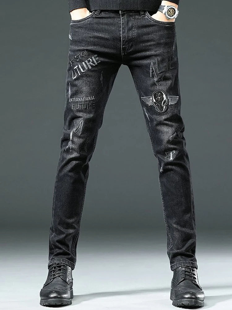 Stylish Black Stretch Denim Jeans for Men=