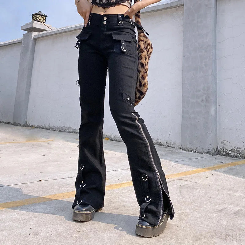 Dark Punk Low Waist Emo Jeans