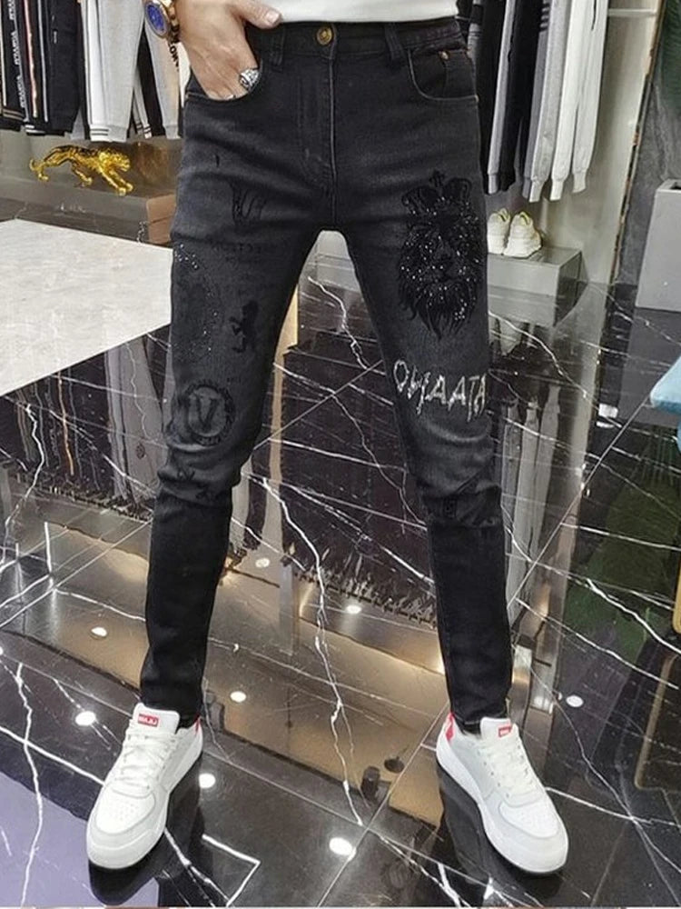 Stylish Black Stretch Denim Jeans for Men=