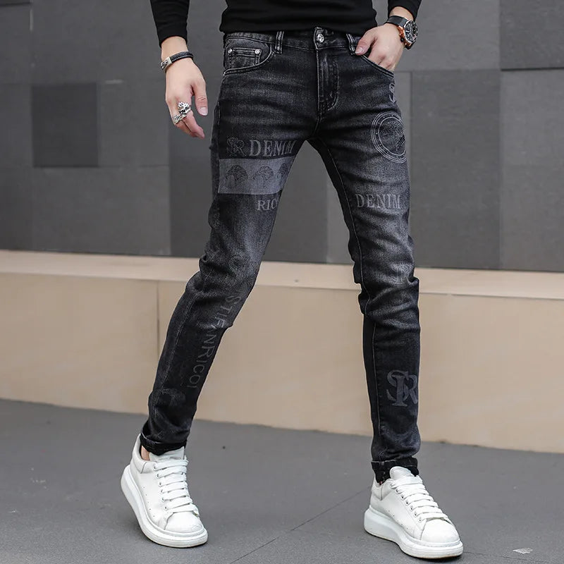 Stylish Black Stretch Denim Jeans for Men=