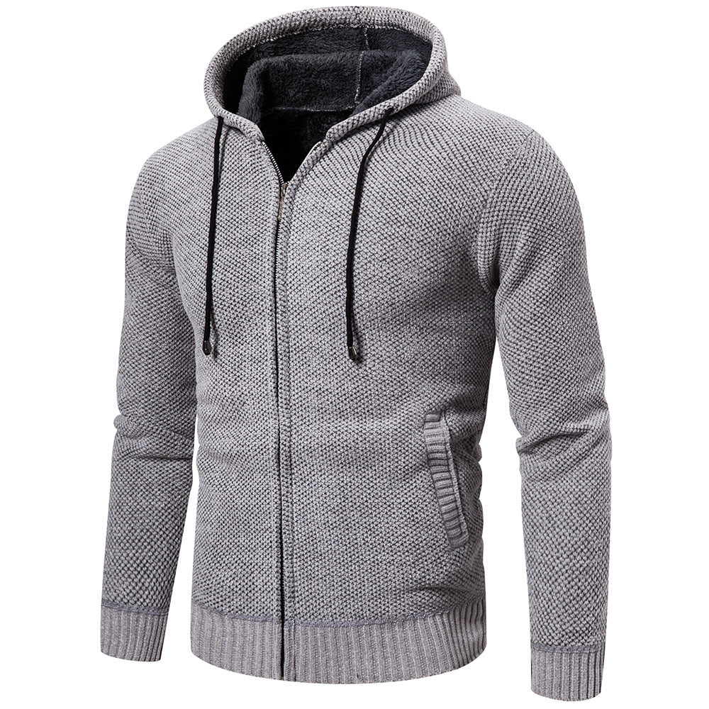 Thick Loose Casual Sweater Men's Cardigan Sweater Plus Fleece Hoodie Sweater