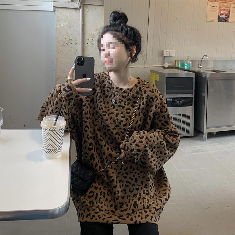 Leopard-print Fleece Hoodie