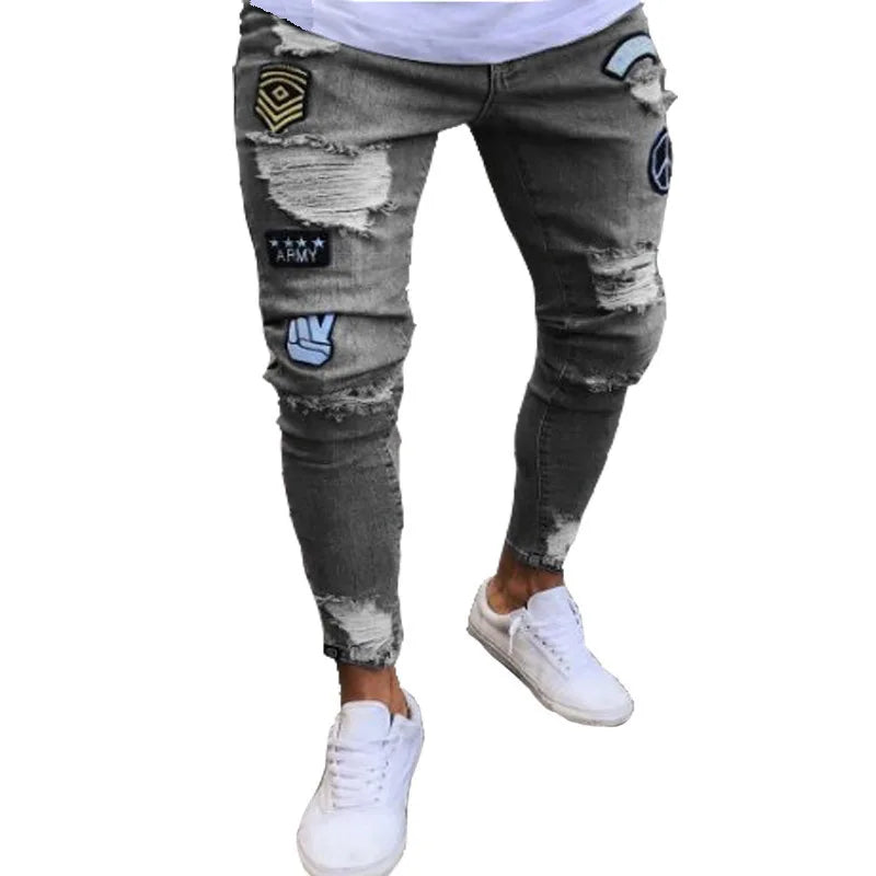 Stretch Denim Straight Pants