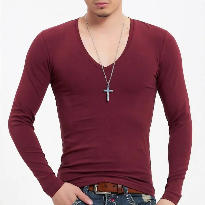 Luxury Men's Long Sleeve V-Neck