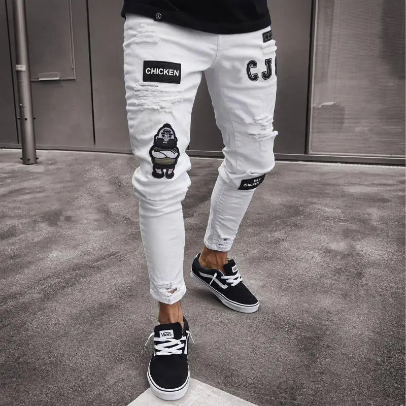Stretch Denim Straight Pants