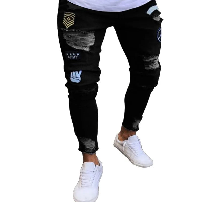 Stretch Denim Straight Pants