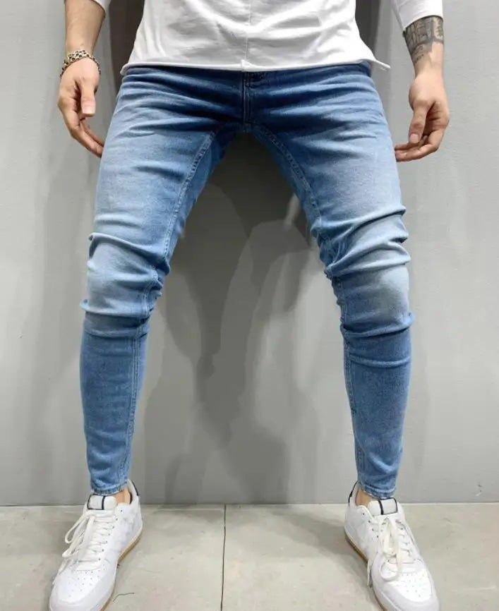 Stretch Denim Straight Pants