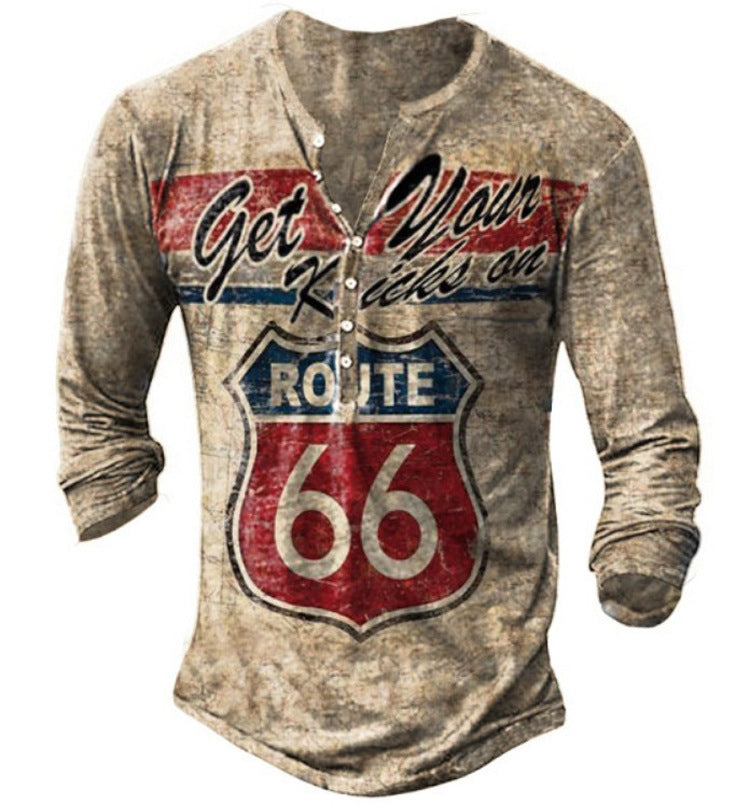 Men's Casual V-neck Long-sleeved T-shirt