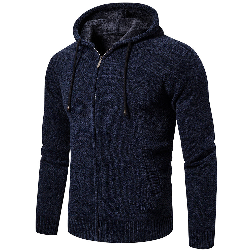 Thick Loose Casual Sweater Men's Cardigan Sweater Plus Fleece Hoodie Sweater