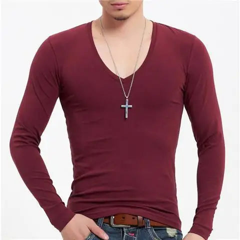 Luxury Men's Long Sleeve V-Neck