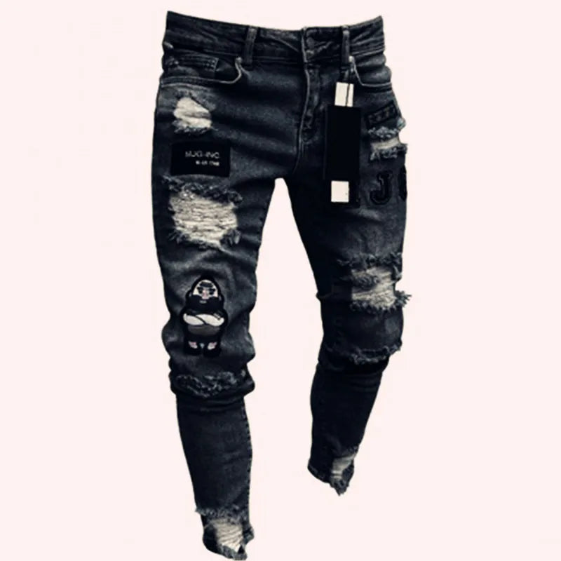 Stretch Denim Straight Pants