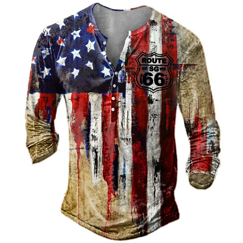 Men's Casual V-neck Long-sleeved T-shirt