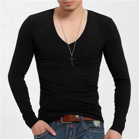 Luxury Men's Long Sleeve V-Neck