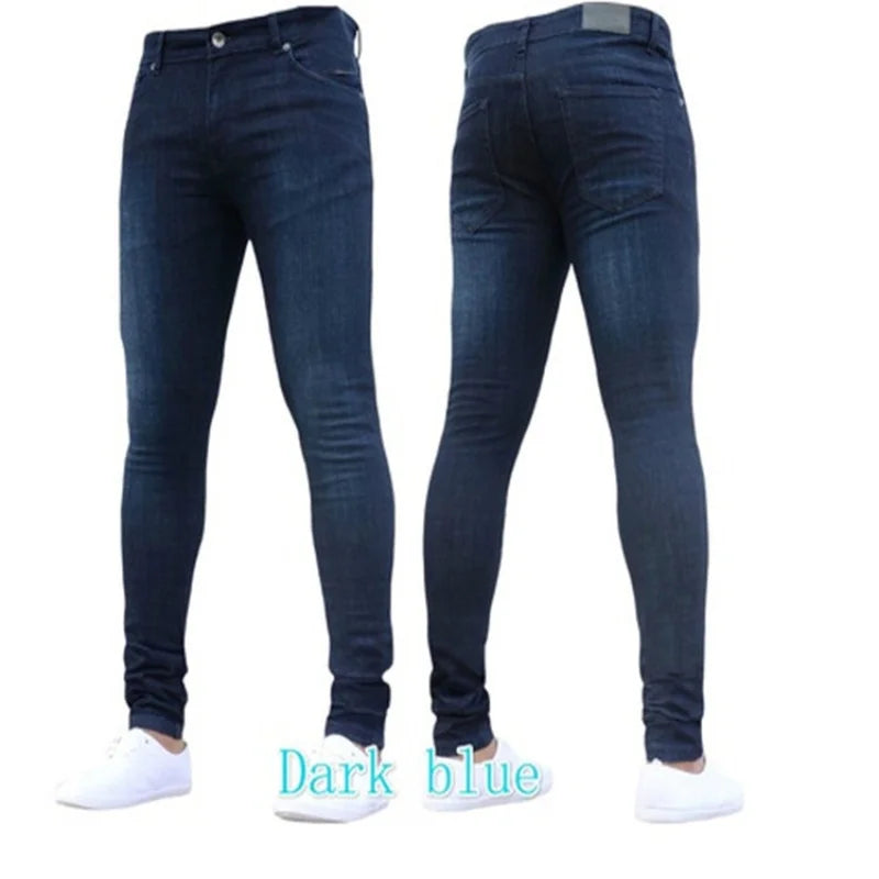 Stretch Denim Straight Pants