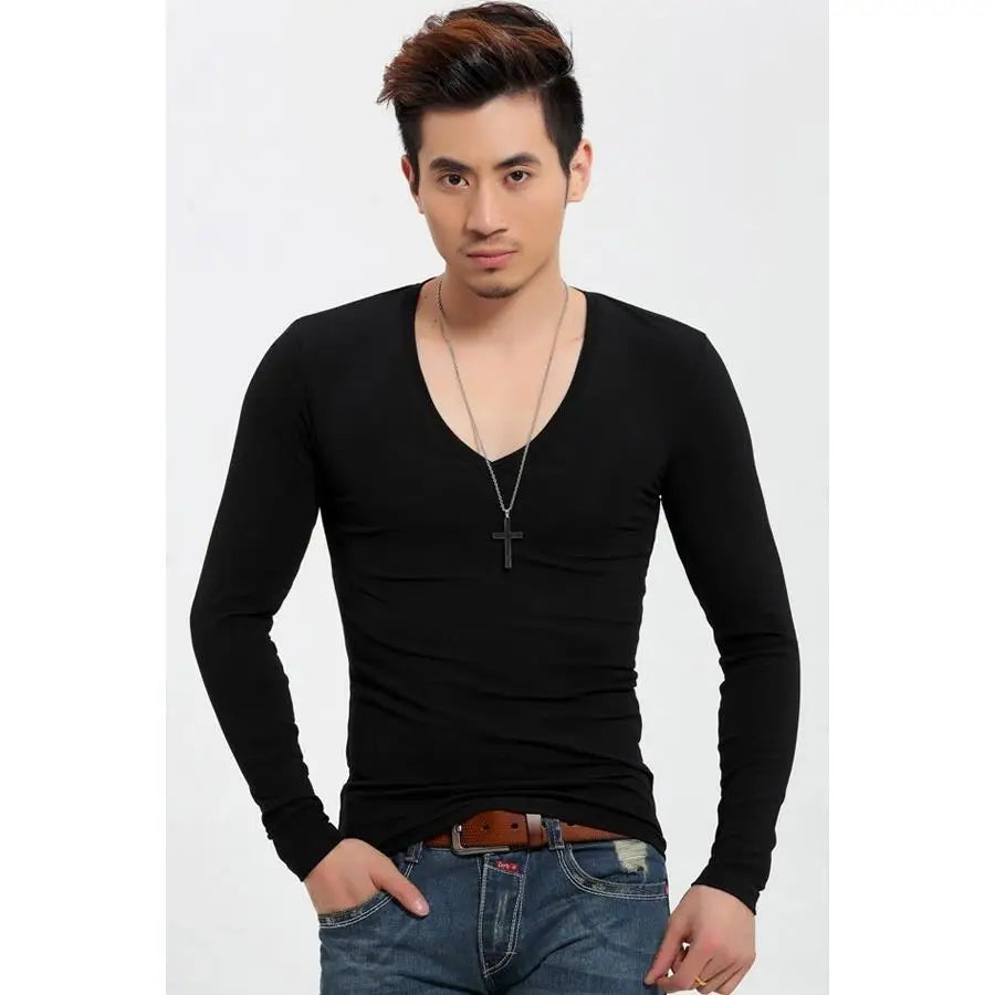 Luxury Men's Long Sleeve V-Neck