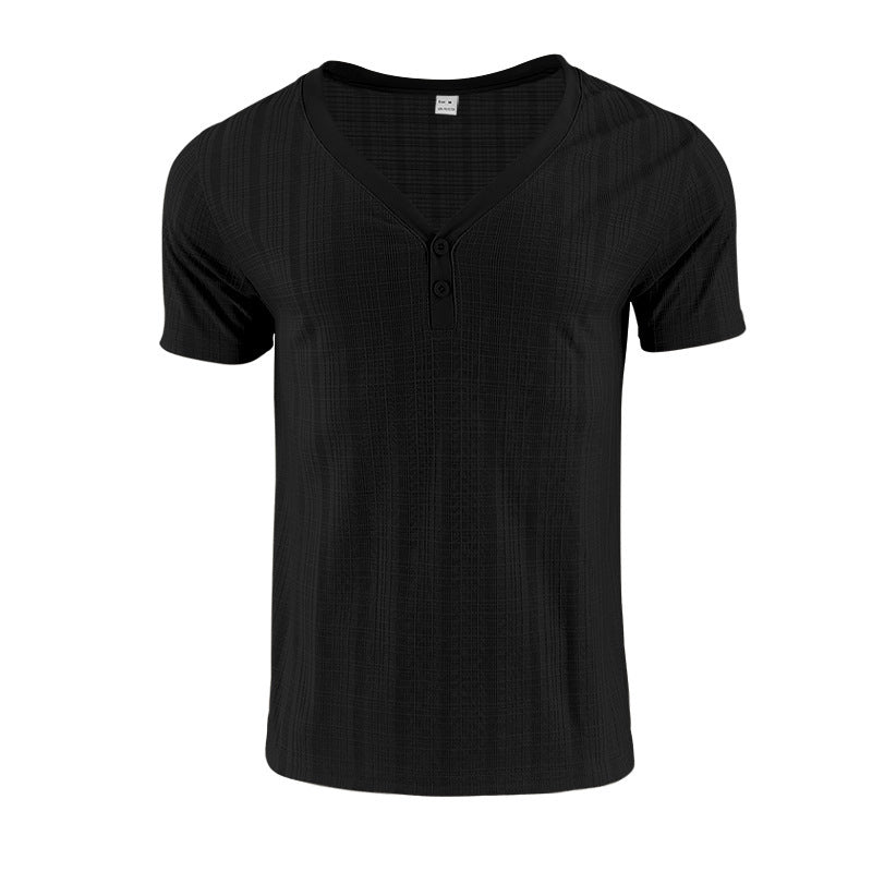 American Summer Men's V-neck Loose Breathable Short Sleeve