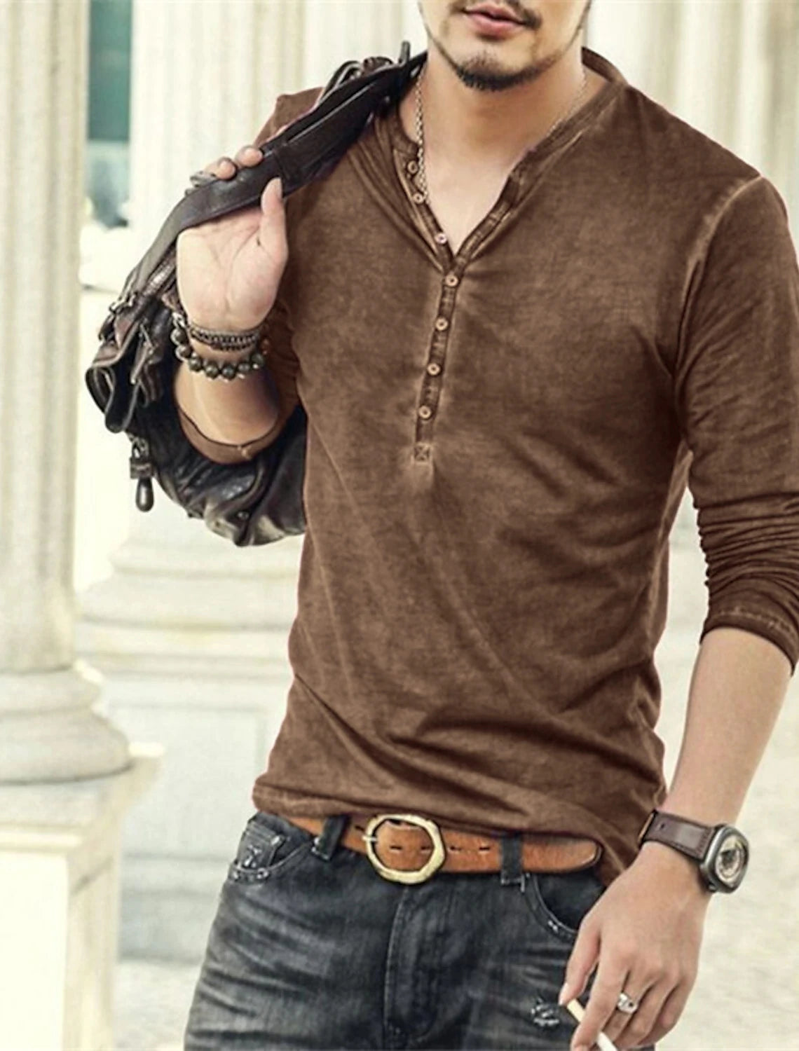 Button-Up V-Neck Vintage Shirt