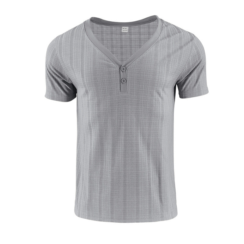 American Summer Men's V-neck Loose Breathable Short Sleeve