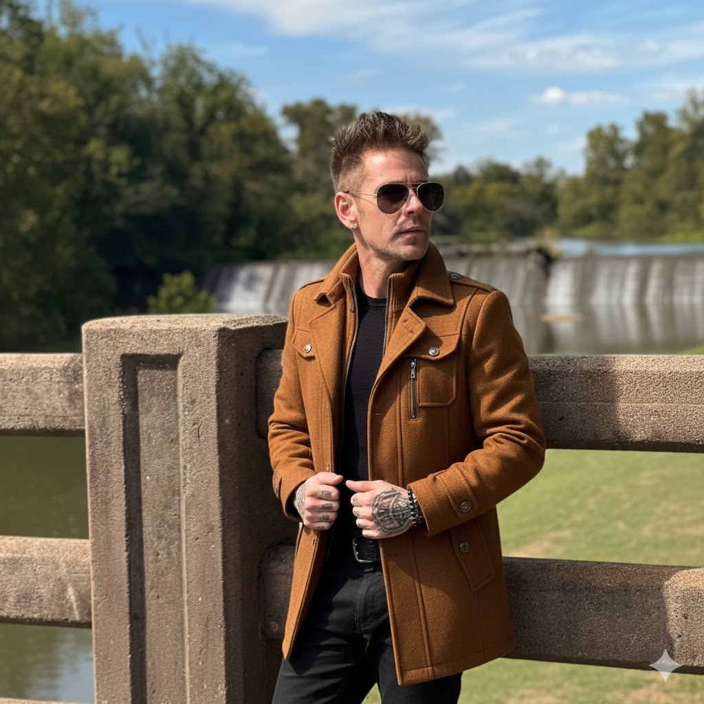 Double Collar Wool Coat